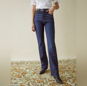 NWT Reformation Jeans Peyton High Rise Bootcut Jeans Sz 25 Dark Blue Wash